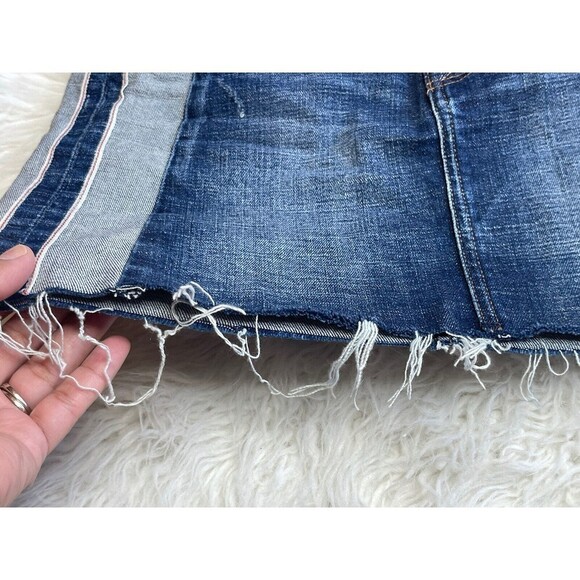 Hudson Size 25 The Viper Denim Mini Skirt Raw Edge Hem Color Block BIN A18 - Picture 10 of 12